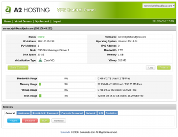 A2hosting Solus Console