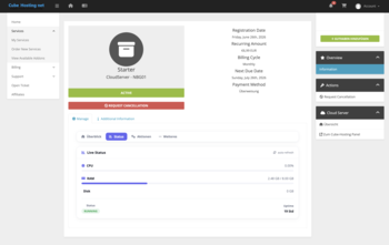 Cube Hosting Dashboard