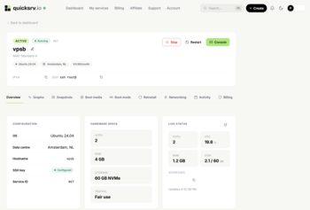 Quicksrvio Console