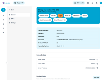 Verpex Dashboard